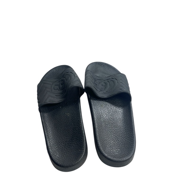 GUCCI Double G Matelassé Slide Sandals in Black / US Men’s 5.5 / Women’s 9